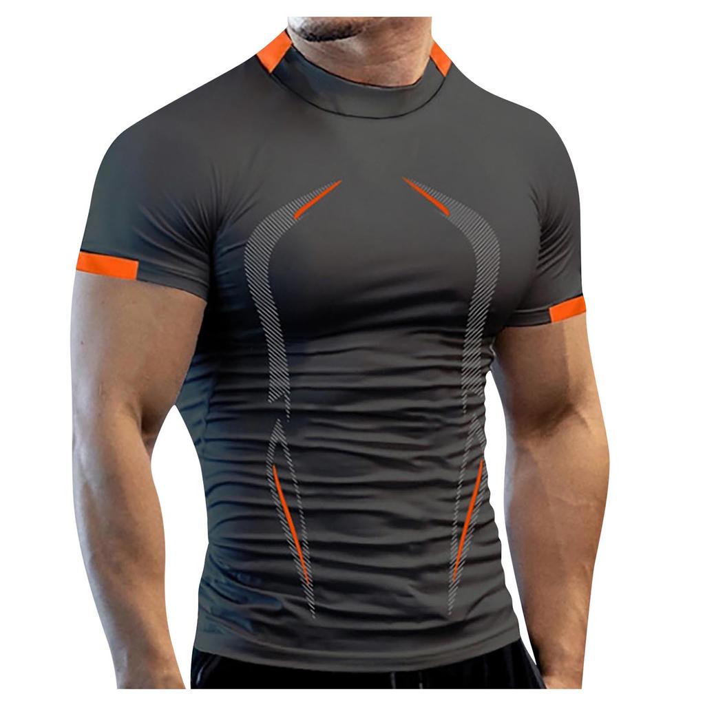 Летняя мужская фитнес-спортивная тренировка, дышащая, с короткими рукавами, европейского размера, быстросохнущая одежда, мужская спортивная модная футболка с короткими рукавами