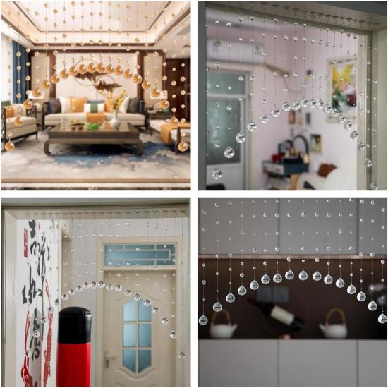 Хрустальная шторка из 20 нитей, Арочная дверная шторка, Подвесной разделитель комнаты для дверного проема, Подходит для дома, кофейни, спальни, ресторана.