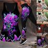 Butterfly and Flower Print Yoga Outfit for Women Fashion 3D Printed Workout Leggings Fitness Sports High Waist Casual Yoga Pants for Women