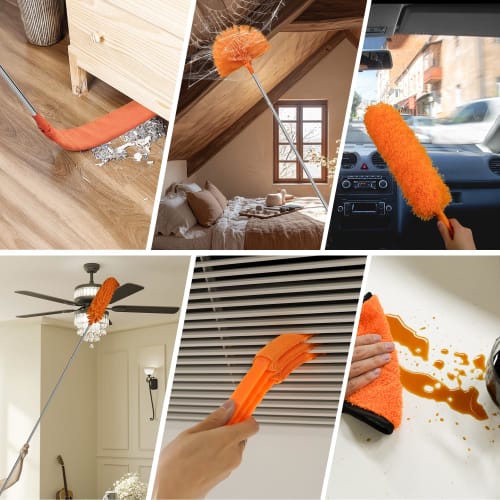 JEHONN Микрофибровая пыль/Ручная швабра (Набор из 11 штук) с удлинительной штангой 254 см, моющийся, многоразовый, гибкий пыльник для чистки вентиляторов, высоких потолков, телевизоров, жалюзи