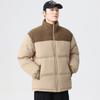 Men's Cotton-padded Clothes 24 Winter New Trend Splicing Thickened Cotton-padded Jackets Warm Couple Jackets Loose Stand-up Collar Bag Clothes
