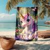 Custom Name Ultra-Soft Beach Towel with Unicorn Theme,Ideal for Pool - Camping, Diving - Perfect Travel Essential, Vibrant Beach Towel.