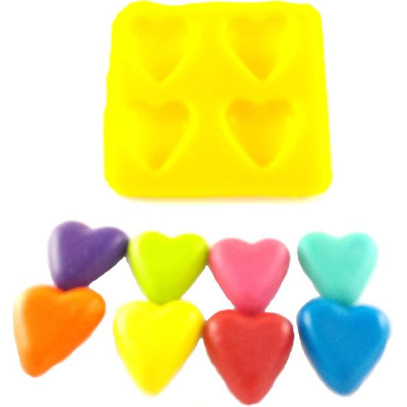 Hearts 4 Cavity Flexible Silicone Molds for Cream Cheese Mints, Chocolate, Fondant, Gummy, Fat Bombs, Ice Hearts, Soap, Buttercream, Butter, Candy