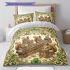 ChocolateFactory Pattern Bedding Quilt Set Quilt Cover Pillowcase Home Decoration Birthday Gift (1 * duvet cover + 2 * pillowcase, without core)