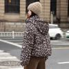 Пальто-пуховик Утолщенное Хлопковое пальто с леопардовым принтом Свободное Нишевое Пуховое Хлопковое пальто Женское Зимнее пальто