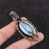Подвеска с голубым опалом от сглаза Owyhee, подвеска из медной проволоки с драгоценным камнем, ручная работа, подарок на помолвку, подвеска из радужного лунного камня