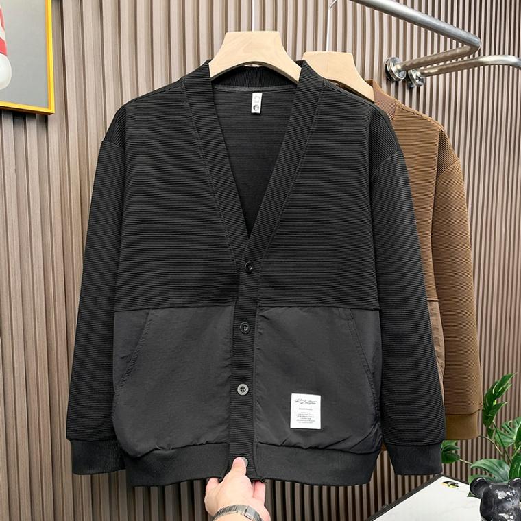 Спокойный, высокого класса, темпераментный, ретро, темно-кофейный цвет, свитер с V-образным вырезом, кардиган, пальто, мужской, весенне-осенний, повседневный свитер для мужчин