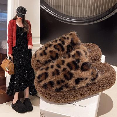 Хлопковые тапочки для тепла дома, добавьте флис для увеличения высоты, толстая подошва, головка мешка, носите новые пушистые тапочки из овечьей шерсти осенью и зимой, жен