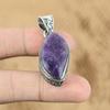 Wedding Gift For Her 925 Silver Natural Lepidolite Gemstone Pendant Vintage