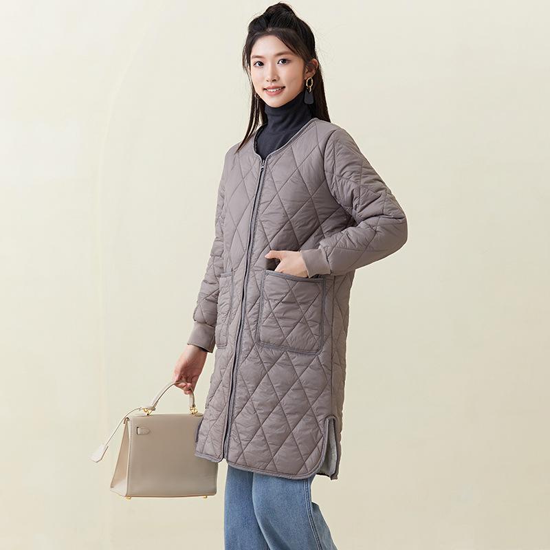 Зимняя длинная теплая хлопковая куртка на молнии с прошитыми рукавами, хлопковая куртка для женщин из хлопка плюс плюс, утепленная одежда, модная, теплая и комфортная 2401