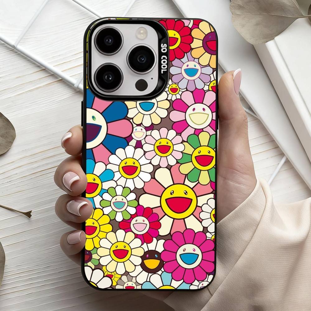 Чехол для телефона F-Flowers Такаси М-Мураками для iPhone 17, 16, 15, 14, 13, 12, 11 Plus, Pro Max Конфетный Посеребренный Внутренний Чехол
