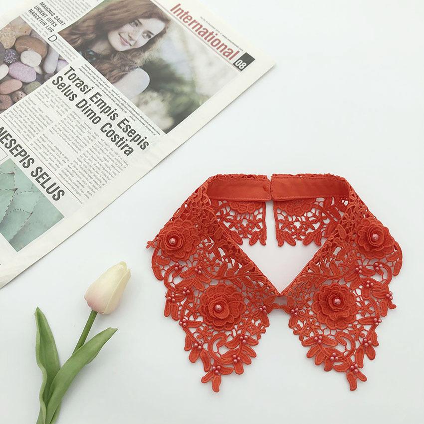 White Fake Collar for Women Shirt Blouse Necklace Candy Color False Collar Handmade Beads Detachable Sweater Collars Decor