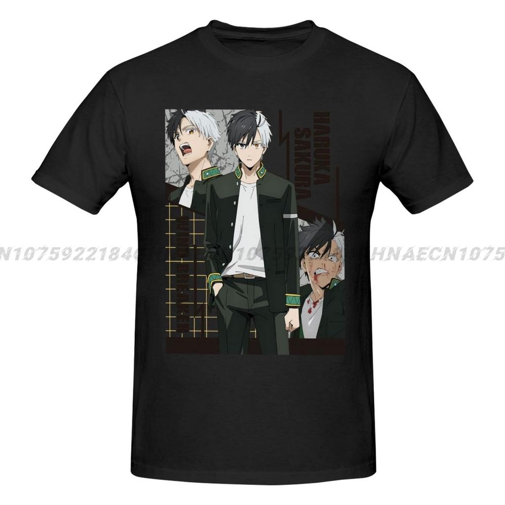 HARUKA SAKURA Wind Breaker T-shirt Y2K Clothes Oversized Cotton T-shirts for Men Short Sleeve