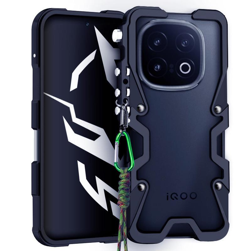 Sports Shockproof Aluminium Bumper Armor Case for VIVO IQOO 13/12/10/iQOO 12/10 Pro Mobile Phone Lanyard Cover