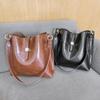 PU Leather Vintage Women Shoulder Bags Large Capacity Simple Soft Bucket Bag New Trendy Office Lady Daily Work Handbags