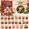 Holiday Tree Hanging Charms Piggy Family Advent Calendar, 2D Flat Acrylic 24 Days Christmas Ornaments Ornaments, Decorative Countdown Gift Box