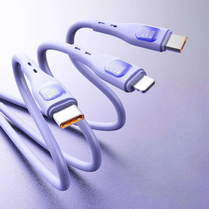 3-in-1 Super Fast Charging Data Cable 120W Suitable for Apple Type-C Android 6A Charging Cable