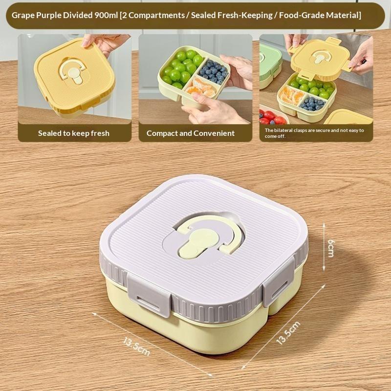 Portable Plastic Lunch Box With Compartment Microwave Safe Fruit Salad Lunch Container Kid Student Leak-Proof Bento Box
