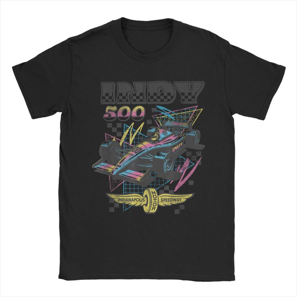 Men T-Shirt Indianapolis Motor Speedway Unique Cotton Tee Short Sleeve 90's Vibes Retro Poster T Shirt Merch Graphic Printed