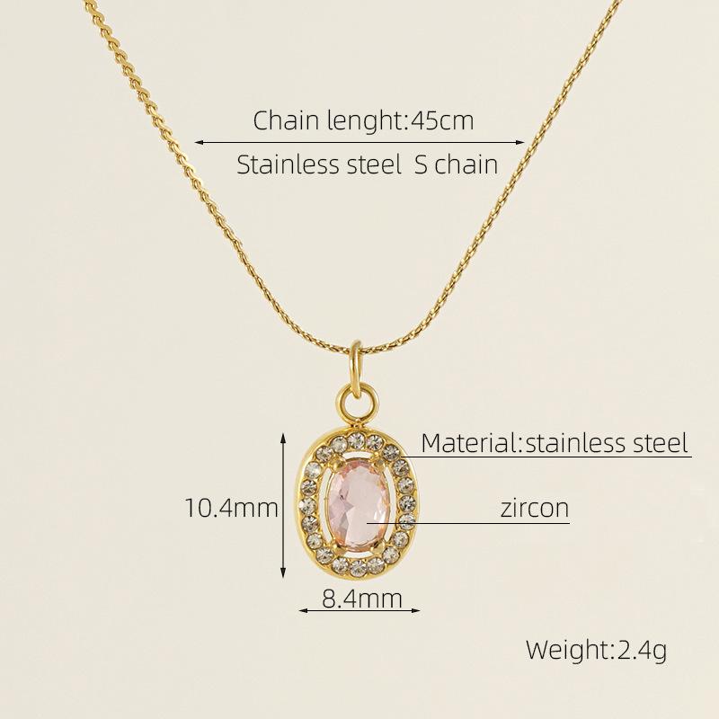 European American Ins Style Double-layer Zircon Titanium Steel Luxury Square Pendant Light Sporty Unisex 18K Gold Necklace