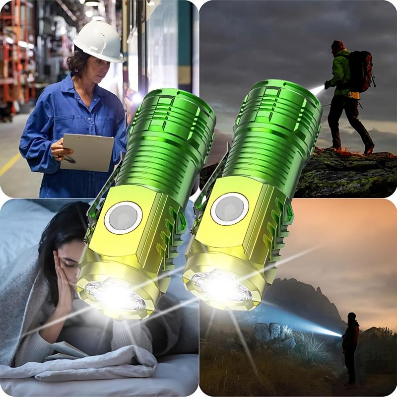 Перезаряжаемый фонарик с магнитной базой и задним зажимом, портативный АБС-материал для кемпинга, пеших походов, патрулирования, технического обслуживания, аварийных ситуаций, кемпинга