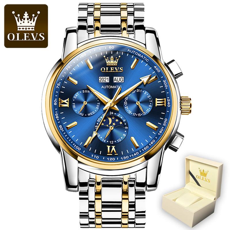 OLEVS 6633 с подарочной коробкой Роскошные автоматические механические часы Водонепроницаемые мужские часы