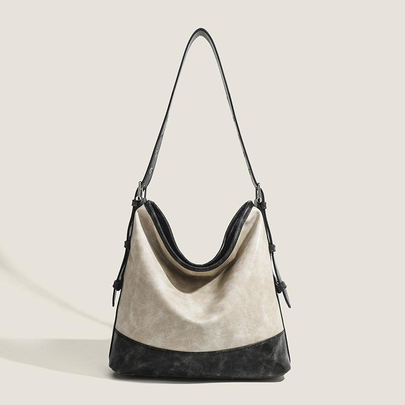 Retro Soft Pu Leather Shoulder Bags Fashion Women Tote Handbags for Commuter Casual Versatile Large Capacity Bucket Bags