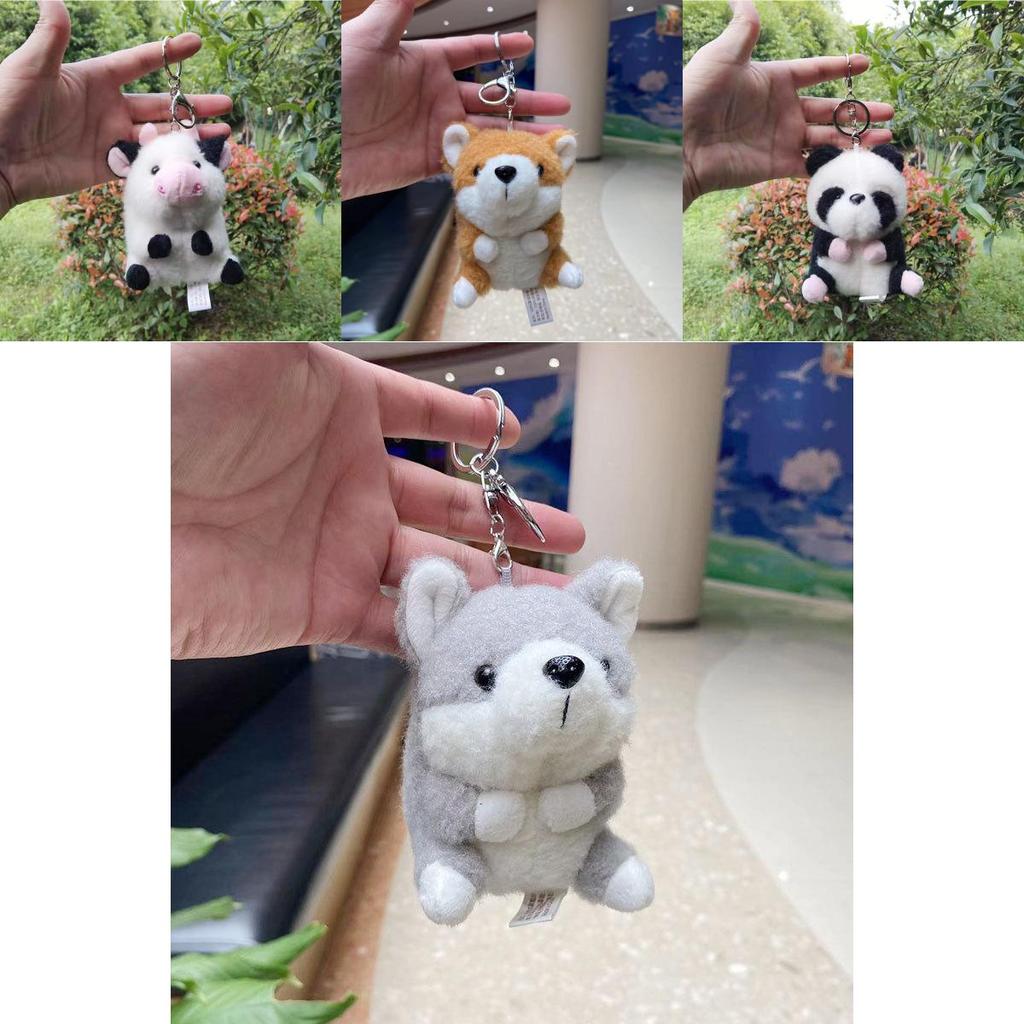 Cheerful Panda And Cow Plush Toy Keychain Cute Cuddly Animal Gift For Kids