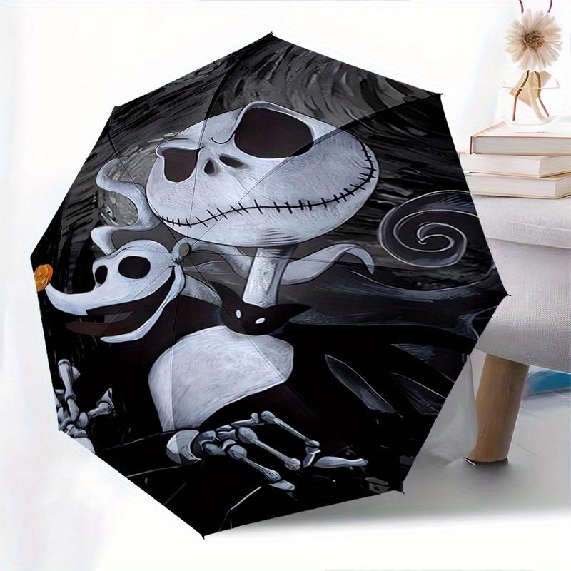 Jack Skellington,Nightmare Before Christmas Automatic Opening and Closing Umbrella - 8-rib Folding Design, Lightweight and Portable, Suitabl