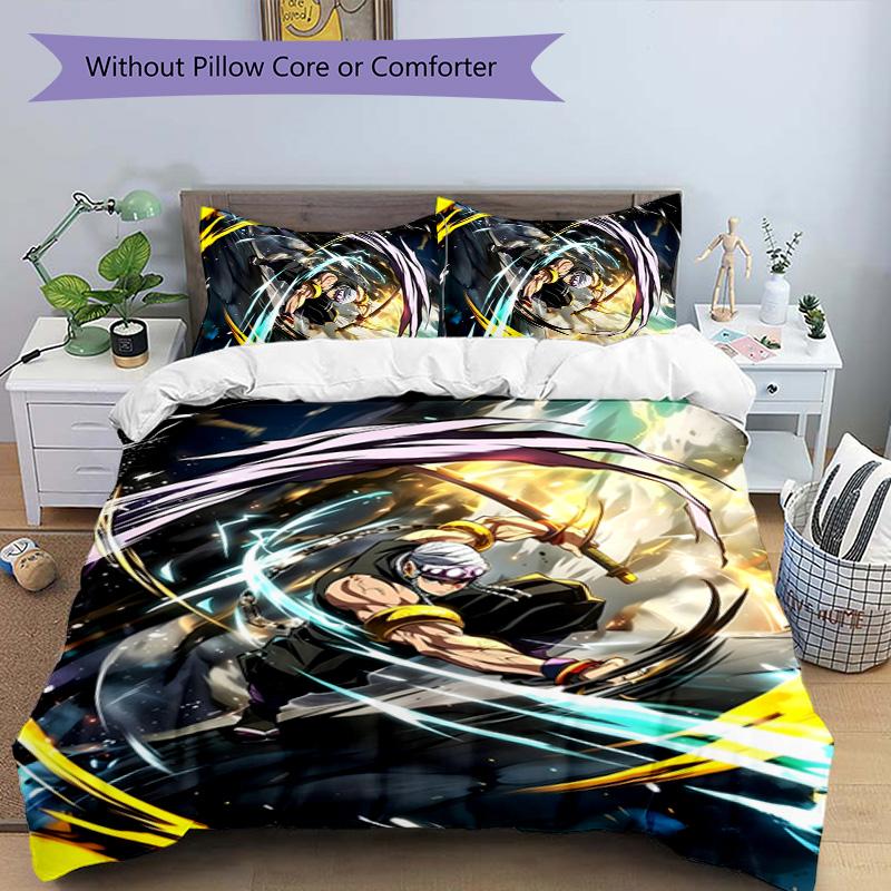 3pcs Uzui Tengen1 Design Cover Set - HD Printed Bedding with 1 Cover and 2 Pillowcases - Perfect for Home and Dorm Decor