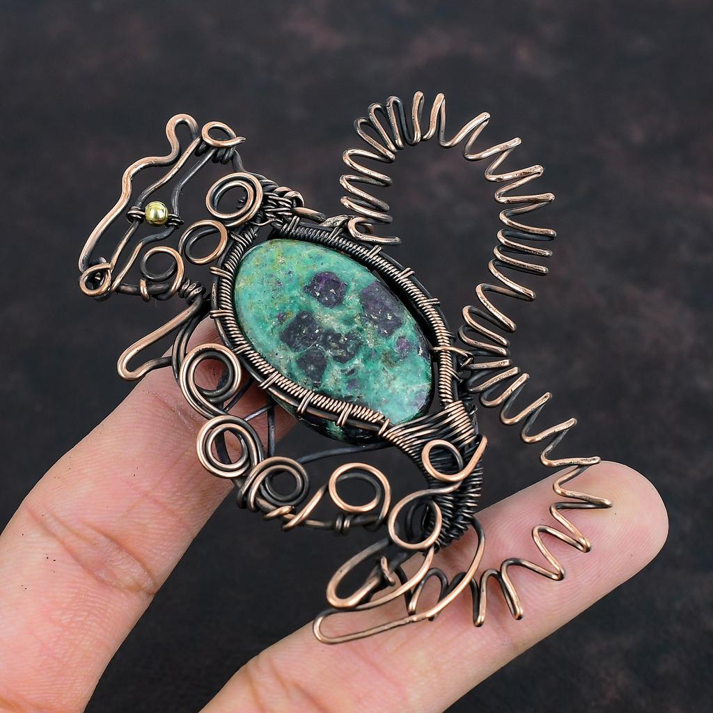 Ruby Fuchsite Pendant Copper Wire Wrapped Pendant Handmade Pendant Rabbit Jewelry Gemstone Pendant Copper Wire Wrap Jewelry Gifts For Women