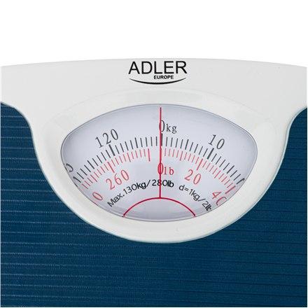 Adler | Mechanical Bathroom Scale | Ad 8151B | Maximum Weight (Capacity) 130 Kg | Accuracy 1000 G | Blue/White