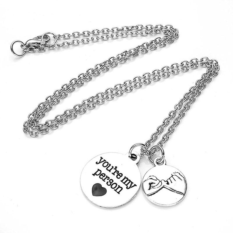 Fashion Creative Couple Jewelry Letter ''You Are My Person'' Pendant Necklace Key Chain