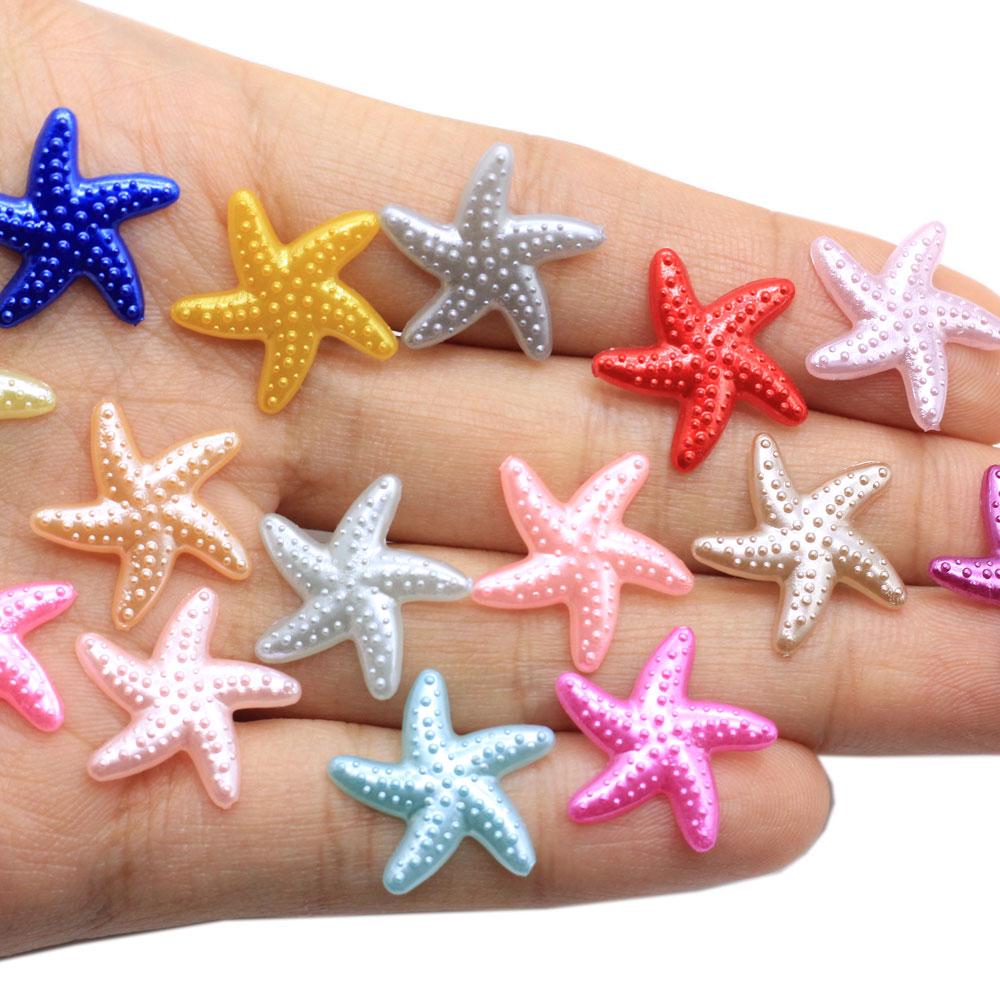 1000Pcs Pearl Color Plastic Starfish Flat Back Cabochon Scrapbooking DIY Embellishments Slime Charm Jewelry Hairpin Craft Decor