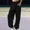 Women Sweatpants Elastic High Waist Adjustable Drawstring Harem Pants with Pockets Solid Color Loose Lounge