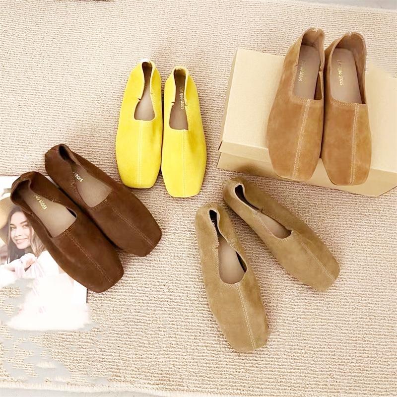 Fashion AIYUQI Women's Flat Shoes Genuine Leather Non-slip Square Toe Ballet Shoes Female Moccasins Large Size Slip-on Loafers For Women