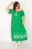 Женское платье большого размера, зеленое длинное платье с воротником «Кармен», большого размера, с вышивкой и кисточками