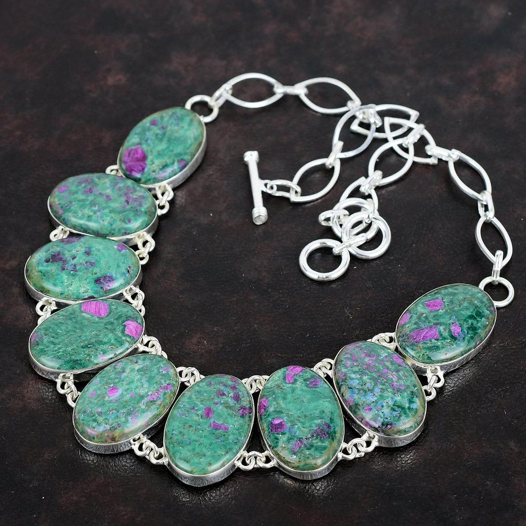 Ожерелье из рубина фуксита, ожерелье из драгоценных камней, изумительное ювелирное украшение, ожерелье из стерлингового серебра 925 пробы, регулируемая цепочка, ожерелье ручной работы, подарки на годовщину