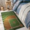 Baseball Field Game Area Rug Realistic Sports Court Striped Grass Print Non‑slip Soft Washable Boys Bedroom Play Carpet