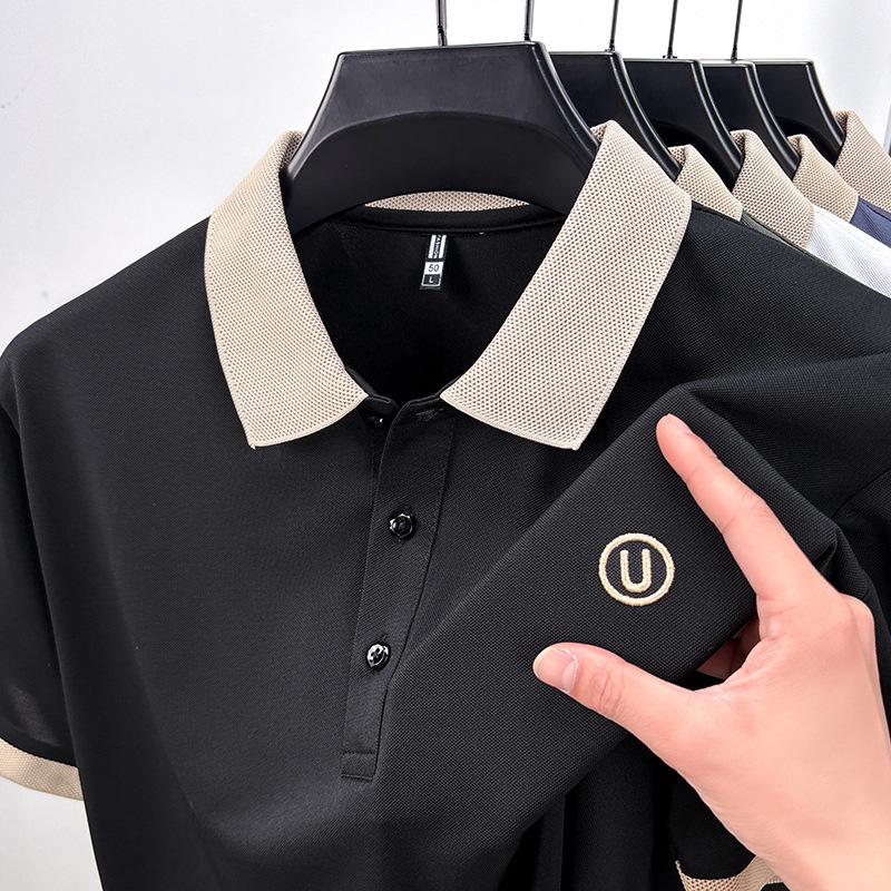 Футболка мужская с короткими рукавами, размер Medium, рубашка поло с лацканами, высококачественный ледяной шелк