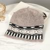 Retro color matching rhombus plaid knitted wool hat women's autumn and winter new cold-proof knitted bag head cold hat warm hat