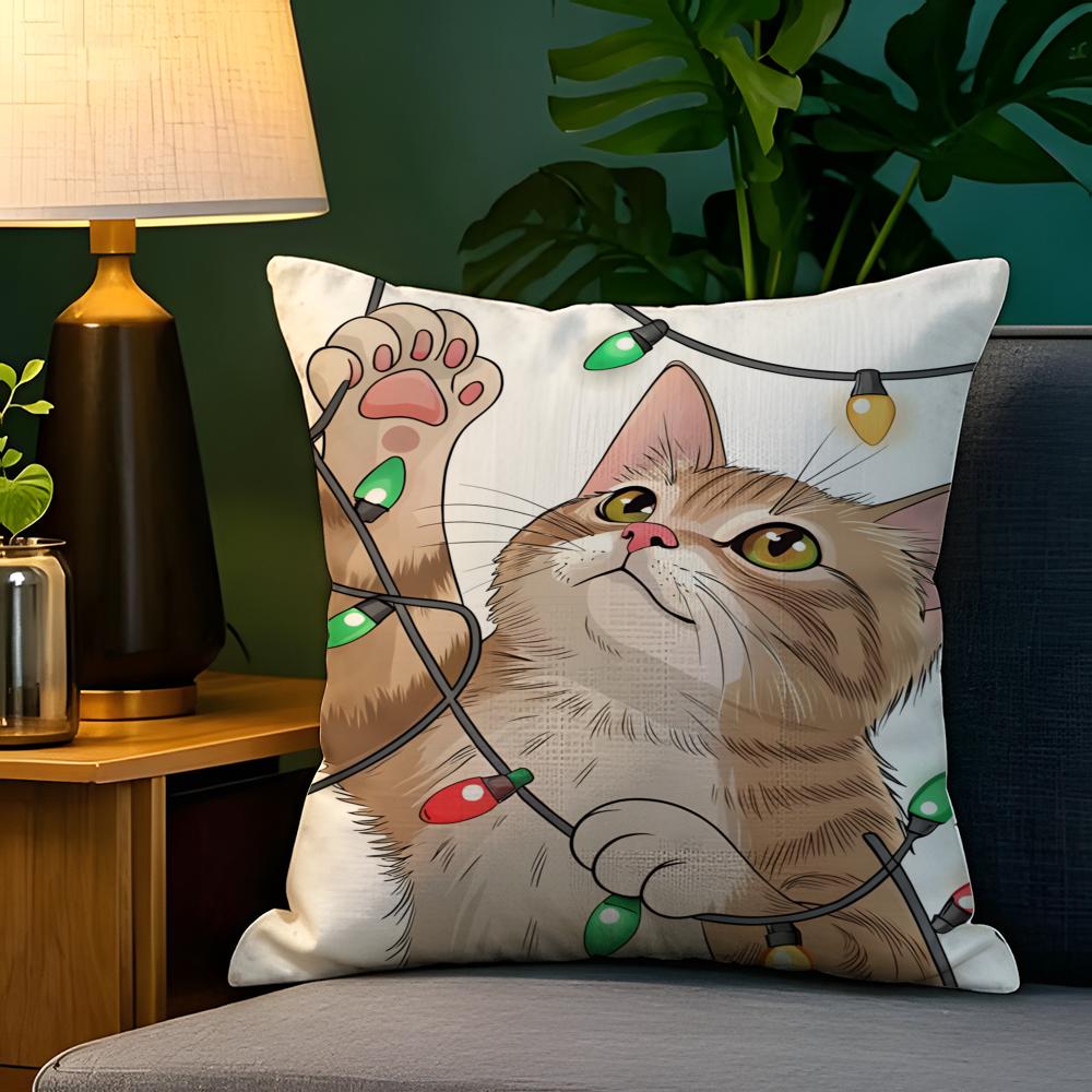 Cute animal girl outfits Pillow Case Natural Linen Pillow Case DoubleSided Decor Sofa Pillowcase Home Decor