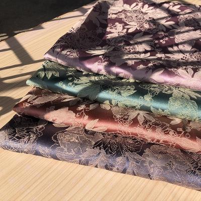 Двухцветная тисненая жаккардовая ткань с пионами, имитация шелка, приятная для кожи, ткань для ципао, DIY для юбок, пижам, шитья, ткань для Ханьфу
