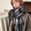 Женский клетчатый шарф Luochi 2024 в корейском стиле: Толстая, теплая, высококачественная осенне-зимняя бафф