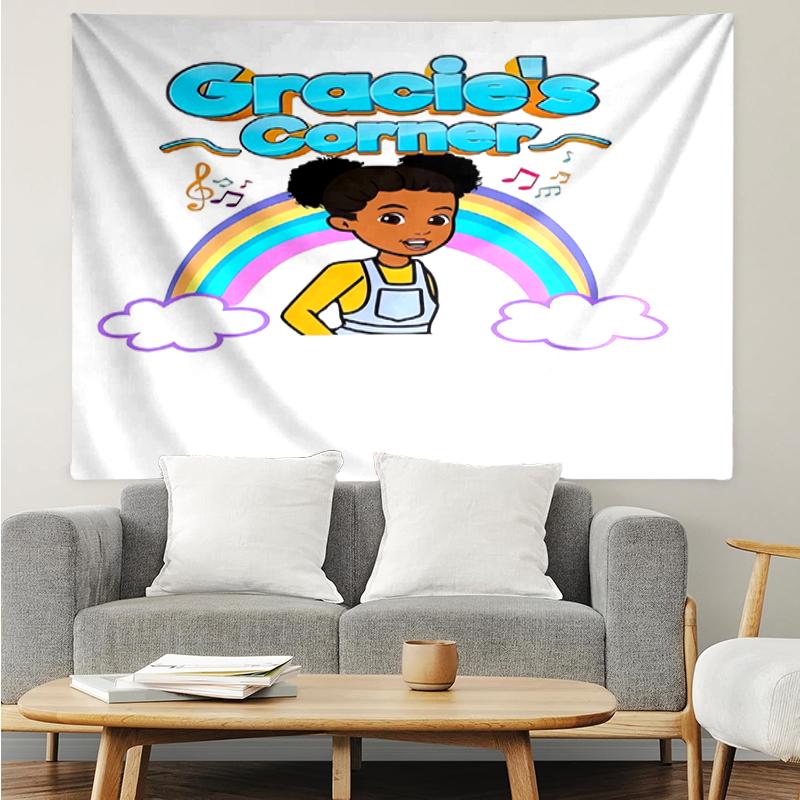 Gracie's-Corner Print Tapestry, Backdrop, Easy Setup, Ideal for Bedroom, Office & Living Room, with Aesthetic Wall Hanging Decor.
