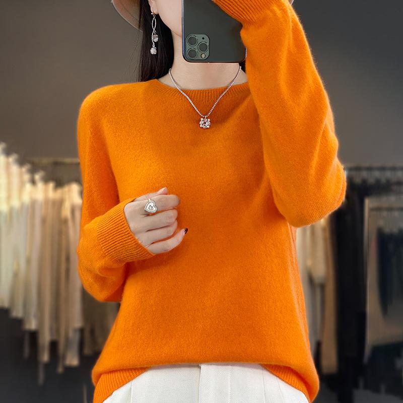 Женский кашемировый свитер Qinghe Cashmere 30% Кашемир 70% Шерсть Осенне-зимний кашемировый пуловер Мягкий и теплый