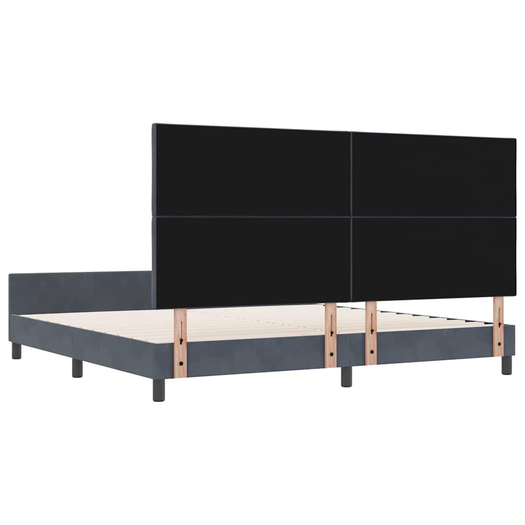 Boxspring Bed with Headboard Dark Grey 200 x 200 cm Velvet