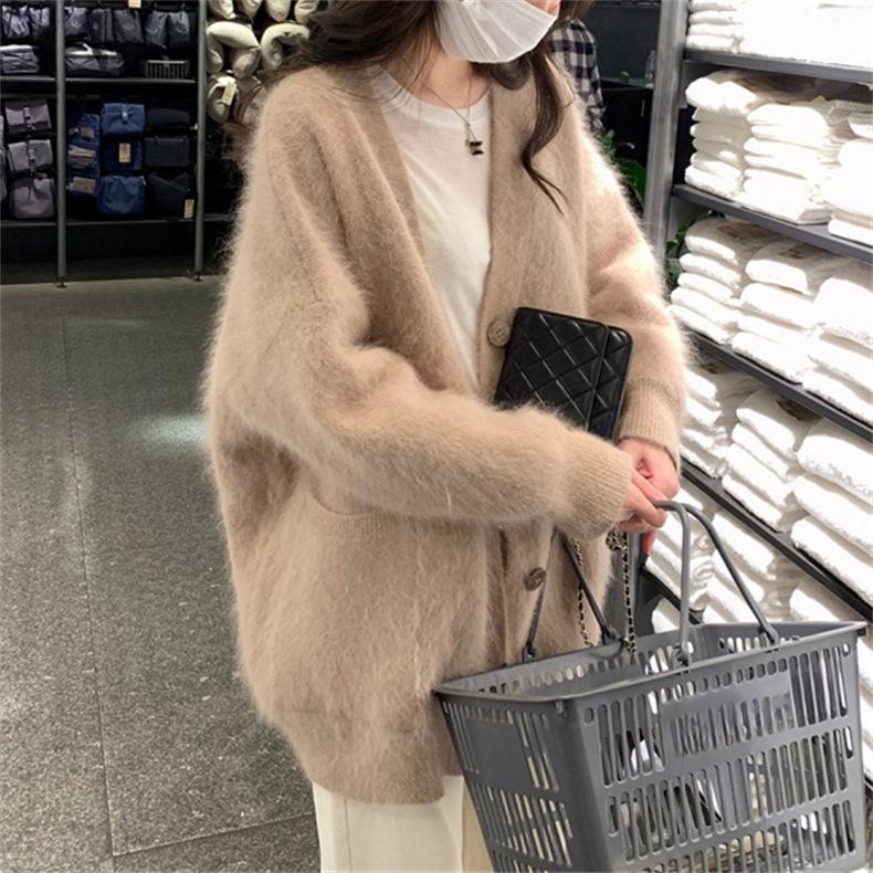 Женские свитера свободные искусственная норка бархат однотонный женский джемпер пальто женское мягкое вязаное пальто осень зима