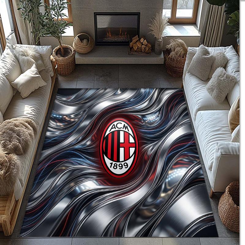 Фланелевый ковер с принтом AC Milan, нескользящий, мягкий, из полиэстера, для пола, декоративный коврик для спальни, гостиной, дивана, игровой комнаты, домашний декор