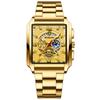 Square Watch Calendar 3ATM Waterproof Stainless Steel Strap Analog Quartz Business Watch Gold Simple Stylish Fashion Accessory Birthday Anniversary
